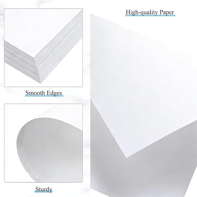 500 Sheets White Construction Paper for Art Craft Drawing 12"x 17", 80gsm Craft Paper Medium Weight for Arts Party Decoration