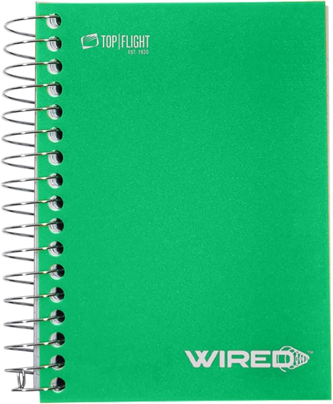 Top Flight Wired Chub Wirebound Notebook, 180 Sheets, College Rule, 5.5 x 4 Inches, 1 Notebook, Cover May Vary (43001)
