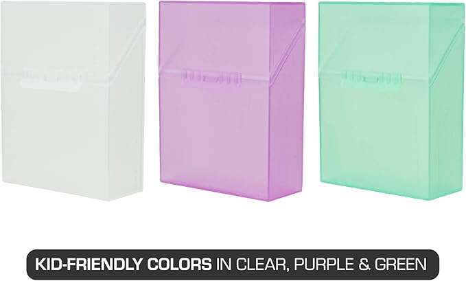It's Academic Crayon Box with Hinged Lid and Snap Closure, Clear, Purple, and Green Plastic, 16-Pack (Colors May Vary)