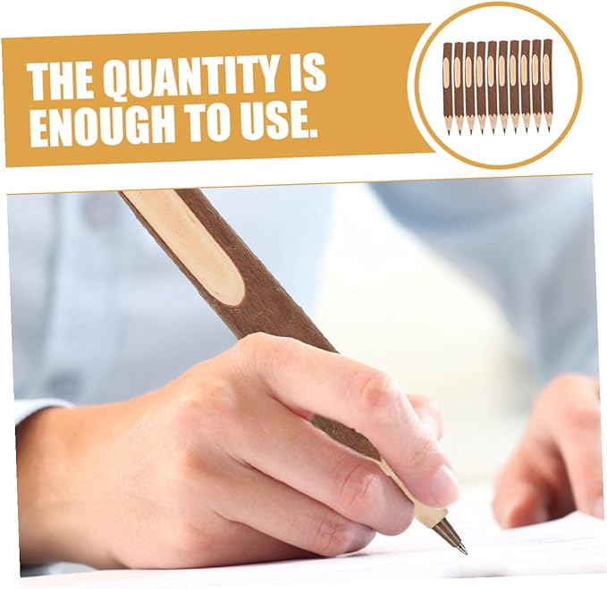 10pcs 17cm Wood Ballpoint Pens Natural Tree Bark Texture Biodegradable Writing Supplies Portable Creative Wood Pens for Office and Daily Use