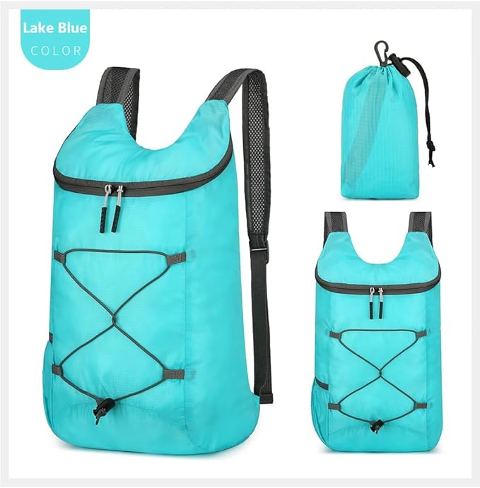 levayhill 16L Lightweight Foldable Hiking-Backpack Small Packable-Daypack For Travel,Ultralight Water-Resistant Gym Bag Men Women Easy Carry-on (Lake Blue)