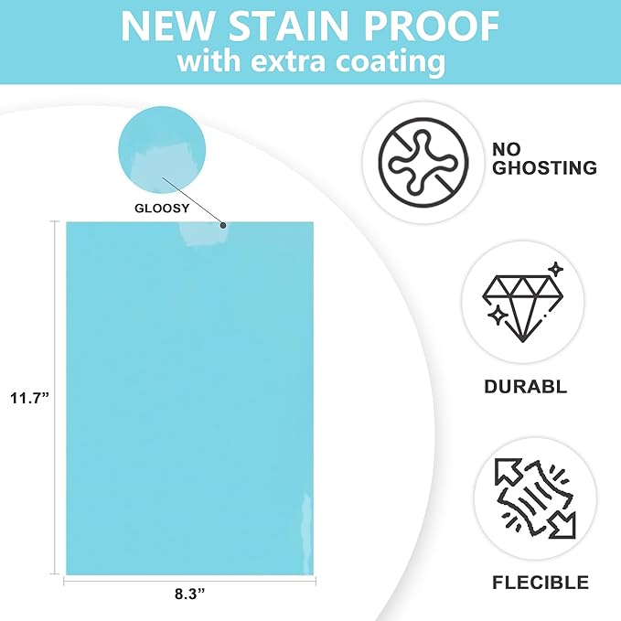 Dry Erase Board Sticker- Whiteboard Stickers-8.3''x11.7'' Removable Dry Erase Sheets- Fridge Dry Erase Paper for Wall/Desk/Refrigerator/Door/Locker/Home/Office/Classroom (Blue-2Pcs)
