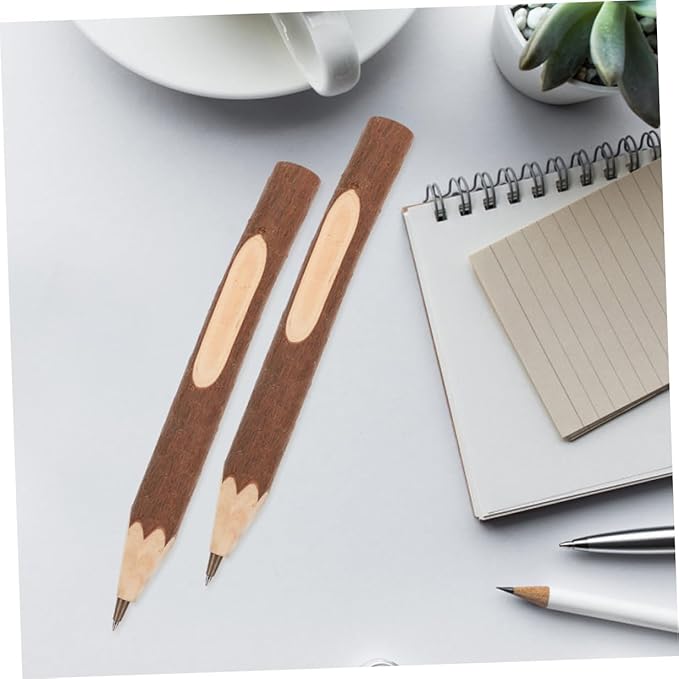 Homoyoyo 10pcs Wooden Ballpoint Pens 17cm Portable Writing Pens with Natural Tree Bark Texture Eco-friendly Biodegradable Household and Office Use