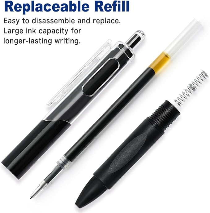 100 Count Black Gel Pens Bulk, Retractable 0.7mm Medium Point Pen | Smooth Quick-Drying Ink for Back to School Supplies, Home, Classroom and Office