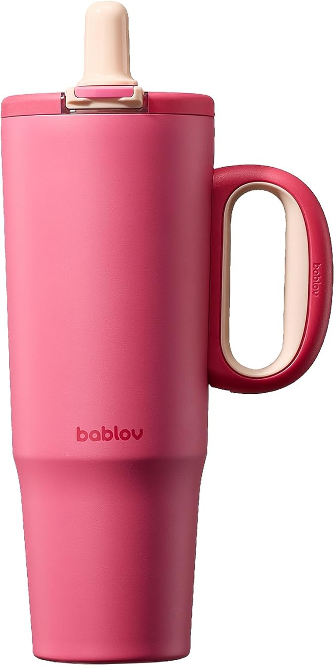 BABLOV 316L Stainless Steel Tumbler with Lid and Straw，40 oz Insulated Coffee Tumbler with Handle for Tea,Cold Hot Beverages at Home Office or on the Go Travel Mugs