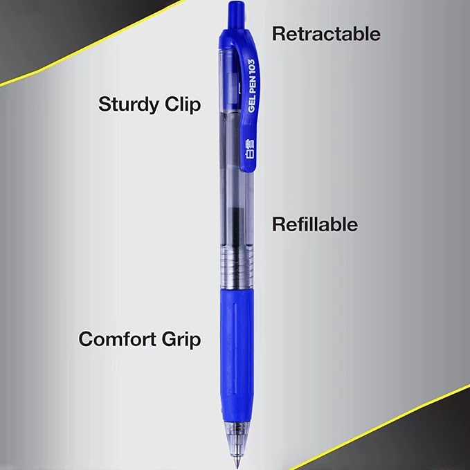 EYEYE G-103 Black Gel Pens 0.7mm, 5 Black 5 Blue Retractable Medium Point Ballpoint Pen Quick Drying, Pen Fine Point Smooth Writing Pens for Office School Supplies