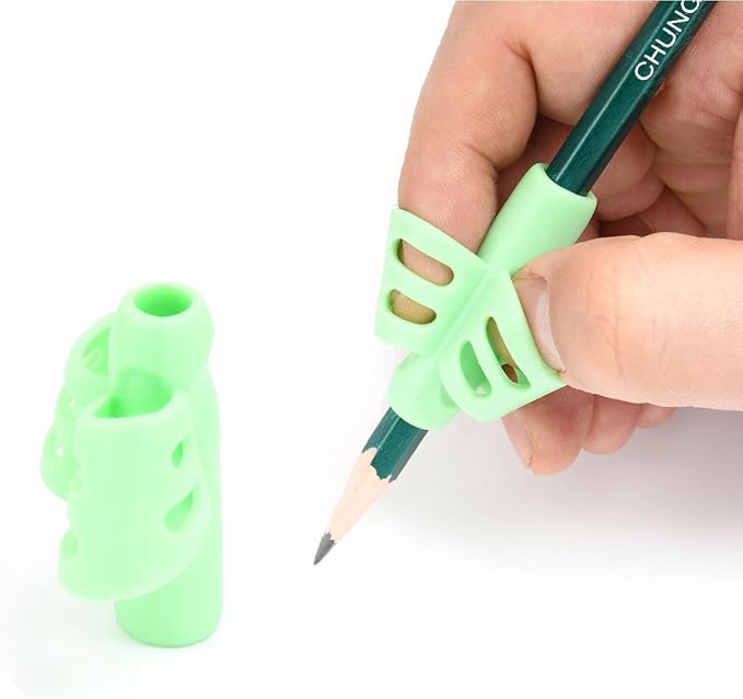 10 Pcs Pencil Grips for Kids Handwriting Ergonomic Training Pencil Holder Writing Tool for Toddlers, Preschoolers, Children Special Needs Colorful School Supplies (2 Fingers)