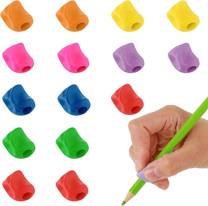 Mabor 15Pcs Kids Pencil Holder Tripod Pencil Soft Grip Pencil Grippers for Kids Handwriting Correction Finger Posture Training Writing Aids for Preschooler Toddler Kindergarten