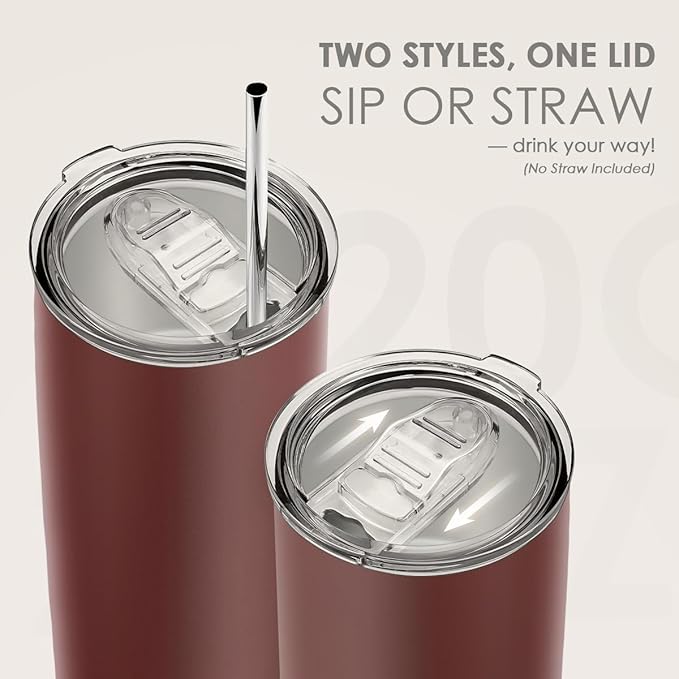 SANDJEST Stainless Steel Tumbler 20 oz, Double Wall Vacuum Insulated Mug with Lid, Travel Coffee Cup for Women Men Friends, Birthday Christmas (Mahogany Red)