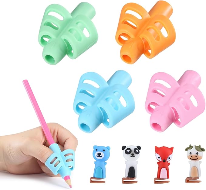 Mr. Pen- Pencil Grips for Kids Handwriting, 4 Pack with 4 Clips, Pencil Grips