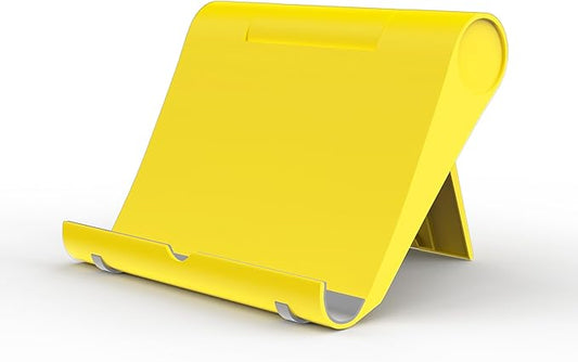 Cell Phone Stand for Desk, Foldable and Adjustable Multi-Angle Holder Dock, Universal Compatibility for Most Phone and Tablet, Portable and Sturdy Design for Office and Home (Yellow)