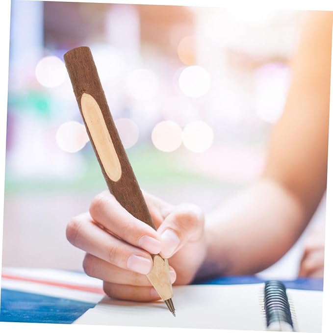 Wooden Ballpoint Pens 10pcs 17cm Small Biodegradable Tree Bark Writing Supplies Convenient Multifunctional Office and School Accessories