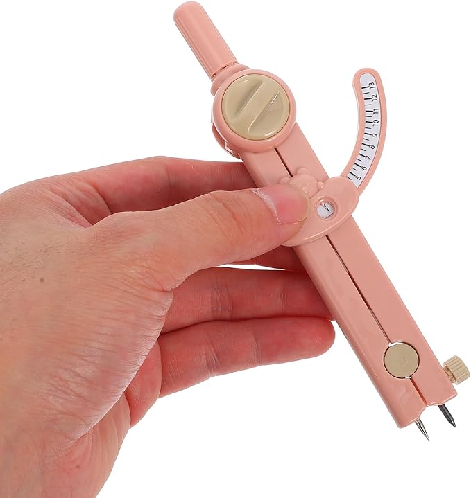 Multifunctional Drawing Compass for Students, Pink Small Plastic Drafting Tool with Locking Scale, Geometry and Math Learning Drafting Compass Kit for School and Education