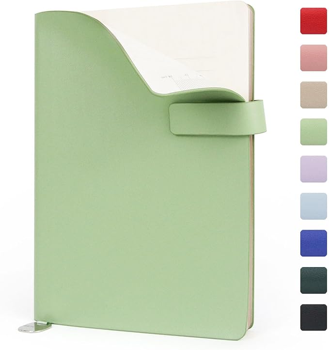 Softsided Notebook - 5.7"x 8.4" - upgraded texture, classic line design, paper for smooth writing, elegant hangtag detail, with box, perfect for both gift and personal use (Grass Green