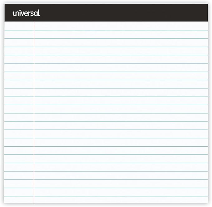 Universal 30630 Premium Ruled Writing Pads, White, 8 1/2 x 11, Legal/Wide, 50 Sheets, 6 Pads