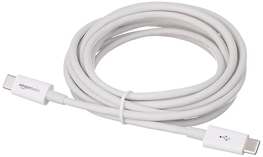 Amazon Basics USB-C to USB-C Fast Charging Cable, 480Mbps Speed, USB-IF Certified, for Apple iPhone 16/15, iPad, Samsung Galaxy, Tablets, Laptops, 9 Foot, White