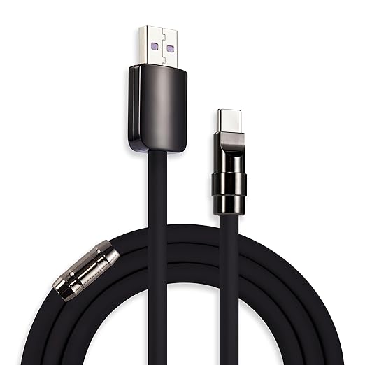 chubbycable Black Chubby Black Samurai Edition 120W USB C Cable Fast Charging Cable Durable Silicone Charger Cord Compatible with iPhone 17-15 Series iPad MacBook Airpods, USB A to Type C, 4.9FT
