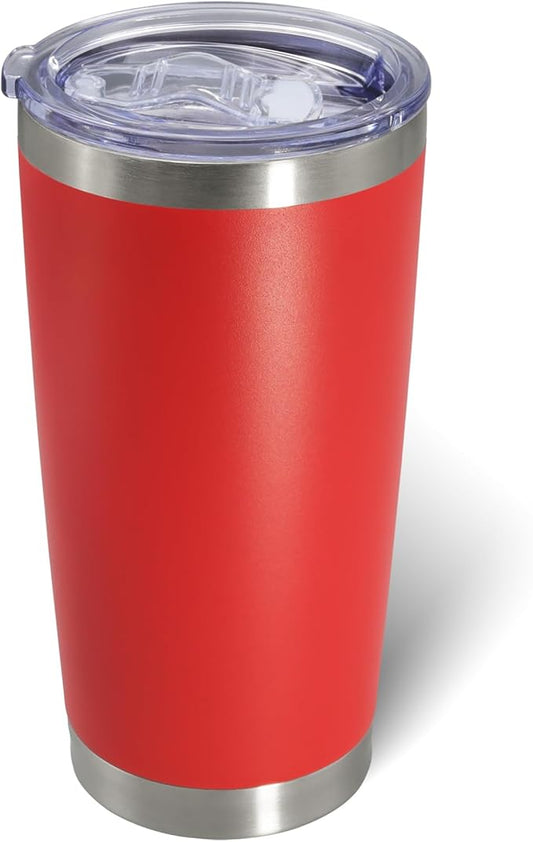 AIANJI 20oz Tumbler Bulk Stainless Steel Tumblers with Lid Vacuum Insulated Double Wall Travel Coffee Mug Powder Coated Tumbler Cup for Hot and Cold Drinks(Red, 1 pack)