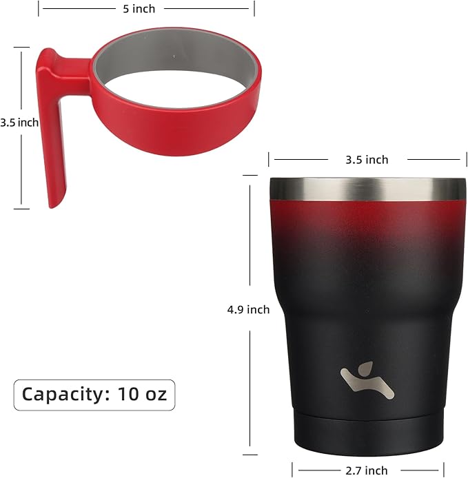 Konokyo 10 oz Tumbler with Handle and 2 Straw 2 Lid, Insulated Water Bottle Stainless Steel Vacuum Cup Reusable Travel Mug,Mystic Moon