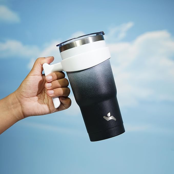 Konokyo 20 oz Tumbler with Handle and 2 Straw 2 Lid, Insulated Water Bottle Stainless Steel Vacuum Cup Reusable Travel Mug,Day Night