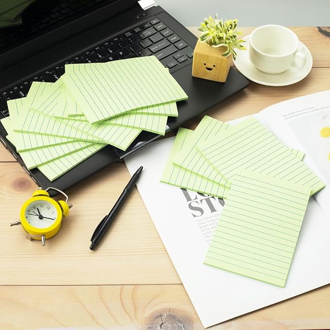 (12 Pack) Lined Sticky Notes 4x6 in,Light Green Large Notepads with Lines,Ruled Stickies Super Sticking Power,Office School Memo Note Pads,Post on Windows Doors,Recyclable,Easy to Write on