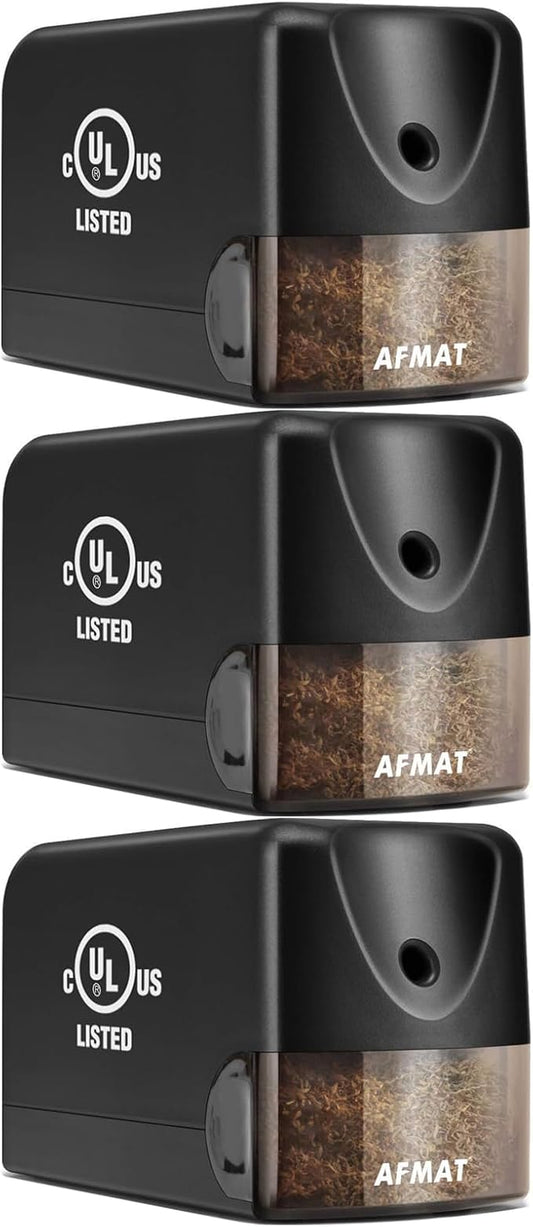 AFMAT 3 Pack Electric Pencil Sharpener, Heavy Duty Pencil Sharpener for Classroom, 6.5-8mm No.2/Colored Pencils, UL Listed, 10,000+ Sharpenings for Home, Office, School, PS13
