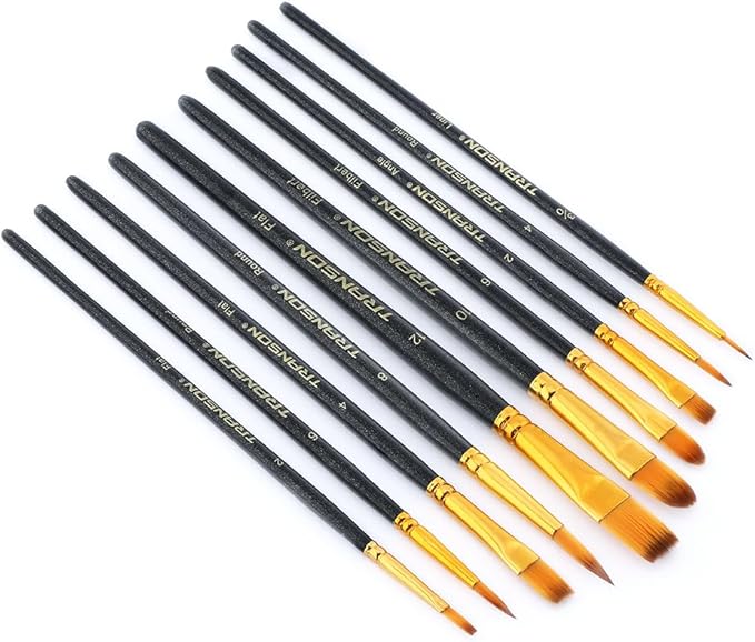 Transon 20pcs Artist Painting Brush Set for Acrylic Watercolor Gouache Hobby Craft Face Rock Painting Black and Red