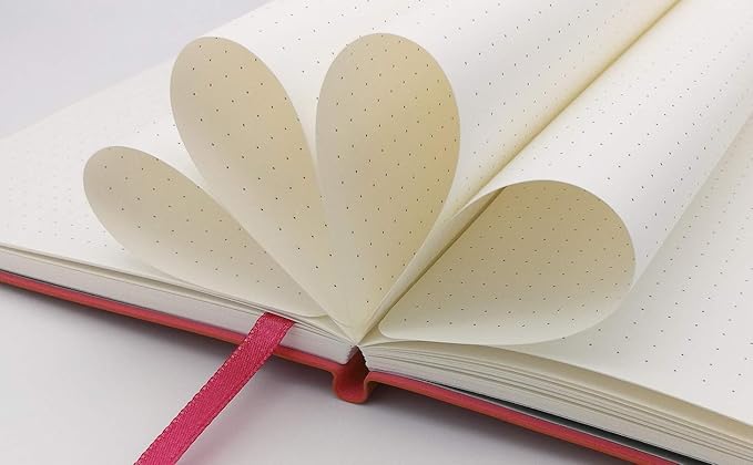Softcover Bullet Notebook Journal, Dotted/Dot Grid, A5, 5.8x8.3 Inches, Premium Faux Leather, Creamy Thick Paper, Sewn Bound, Elastic Band, Inner Pocket, Pen Loop, Lays Flat, Gray/Grey