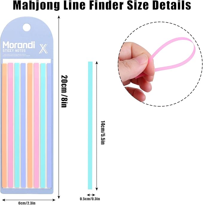 640 Pcs Mahjong Line Finder Reader Notes, Highlighter Tape Stripe, Transparent Sticky Mahjong Cards Rule Reader, Mahjong Accessories for Player, Beginner, No Adhesive Residue & Reusable