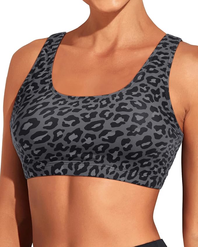 Tempt Me Women Sports Bra Bikini Top Push Up Scoop Neck Bathing Suits Top Padded Swim Crop Tops Only