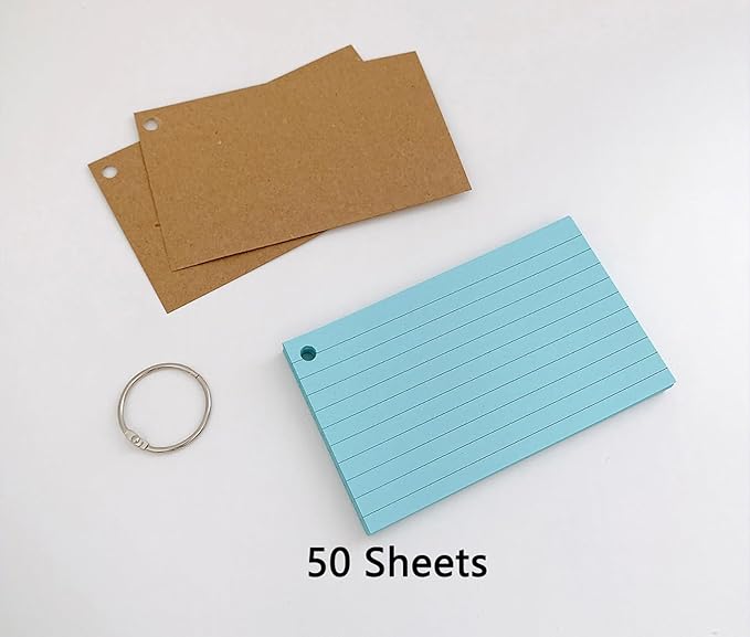 300pcs Colored Index Cards 3x5 Inches Flash Cards with Ring Lined Ruled Study Card for Learning, Studying Memory Office College Recipe Game Cards (6 color-300pcs)
