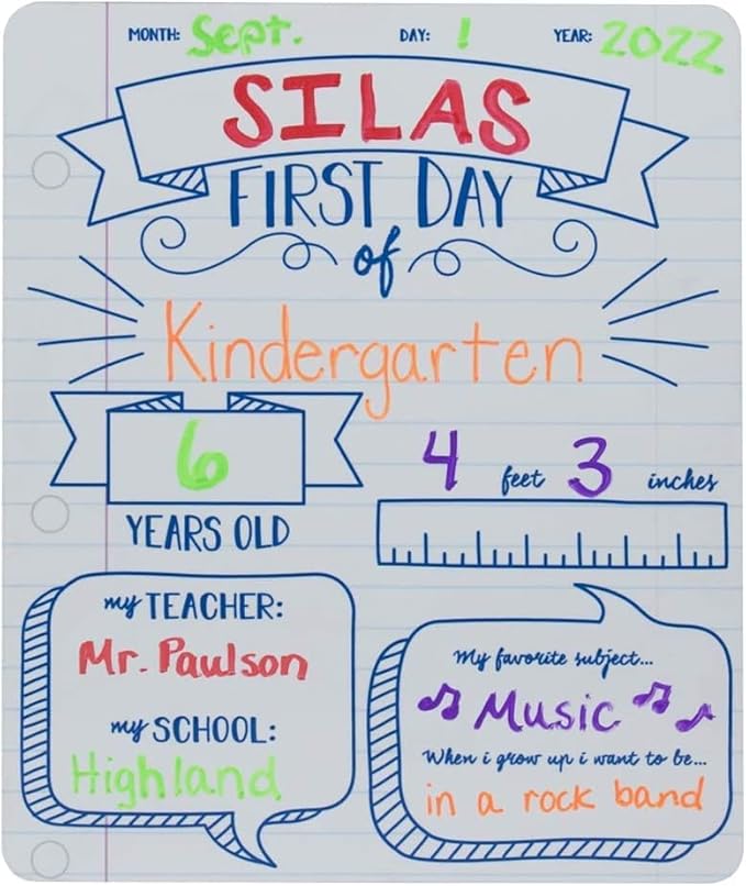 Canopy Street Notebook First and Last Day of School Reusable Dry Erase Sign Photo Prop Set/Easy Clean 10" x 12" Back to School and Last Day of Designs