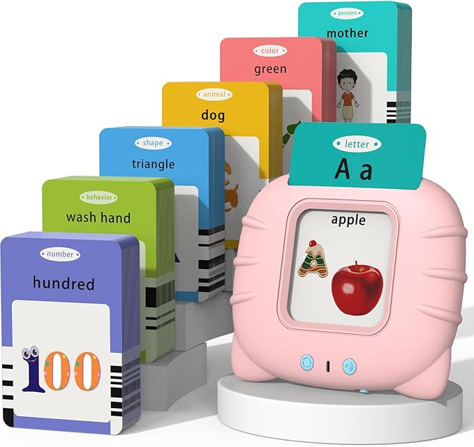 Startcan Talking Flash Cards Toys for Girls 1 2 3 4 5 6, Learn ABC, Numbers 0-100, Phrases, Objects, Adjectives, and More Dolch Sight Words,280 Cards with 560 Words/Phrases