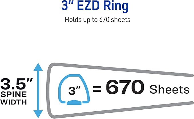 Avery Heavy-Duty View 3 Ring Binder, 3" One Touch EZD Rings, 670-Sheet Capacity, 3.5 Inch Wide Spine, Great for Home, School Supplies, Office, or Organization Needs, 1 White Binder (79193)