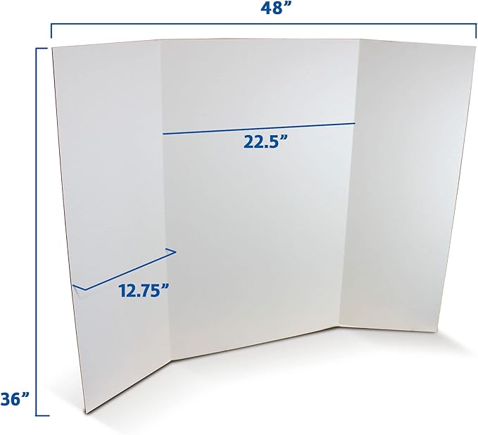 Flipside Products Science Fair Project Board Kit – 36" x 48" White Trifold Boards with Black Science Fair Title Letters – Ready-to-Use Project Display Boards - 2 Pack