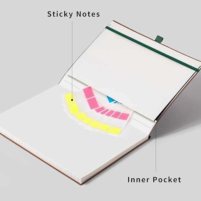 RETTACY Graph Grid Paper Notebook, 96 Pages, A4 Large Size (8.5'' x 11''), 5 Squares per Inch, Leather Softcover, 100 GSM Thick Paper, for School, Students, Math, Engineering (Dark Green)