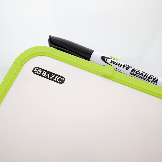 BAZIC Products Dry Erase Lap Board & Marker, 8.5x11 Inch Whiteboards Small Portable for Teacher Office Memo Drawing, Assorted Color Frame, 4-Pack
