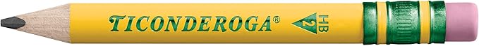 Ticonderoga My First Half-Size Wooden Pencils, Large Triangle-Barrel Pre-Sharpened #2 (HB) Short 4.5" Yellow Pencils with Erasers, Yellow, 12/Pack