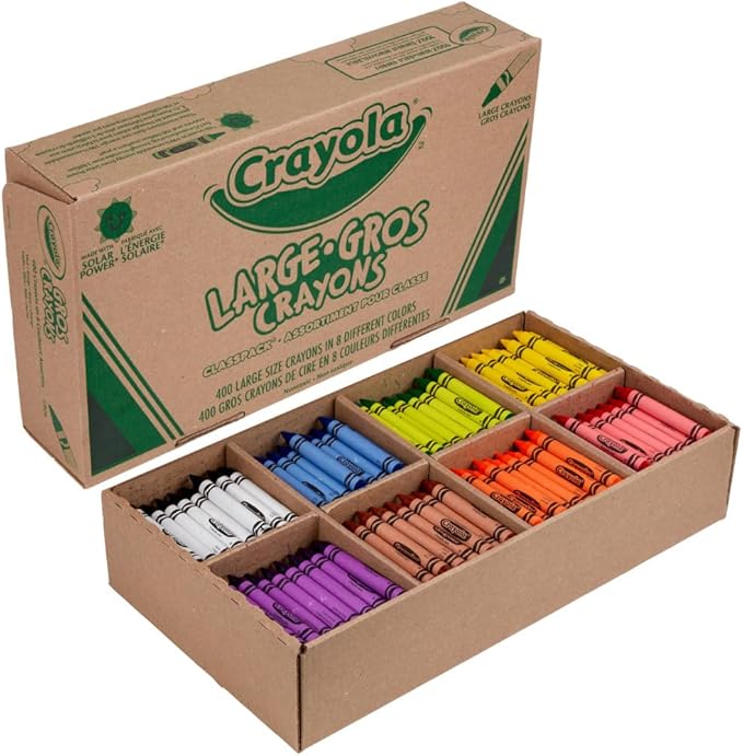 Crayola Crayon Classpack 400ct (8 Colors), Bulk School Supplies, Teacher Classroom Must Haves, Preschool & Kindergarten, Large Crayons for Kids & Toddlers