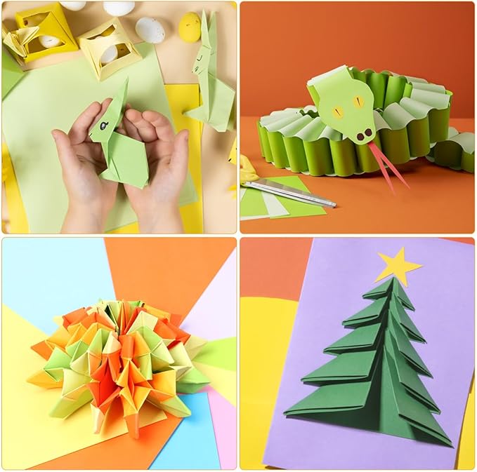Opret Large Origami Paper 10x10, 50 Vivid Colors, 100 Sheets 10 inch Square Colored Paper, Single Sided Origami for Arts and Crafts Projects, 25x25cm
