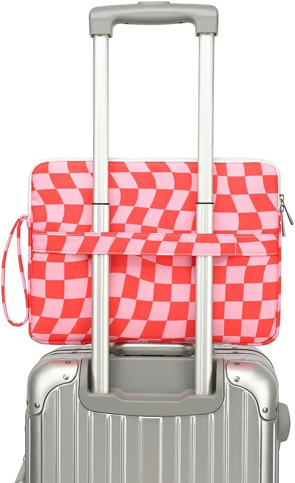 15.6-inch Notebook case, Waterproof and Shockproof Protective Computer case, can be Used to Cover Shopping cart Cases. The Notebook is Compatible with Lenovo, ASUS and HP (New Pink Checker)