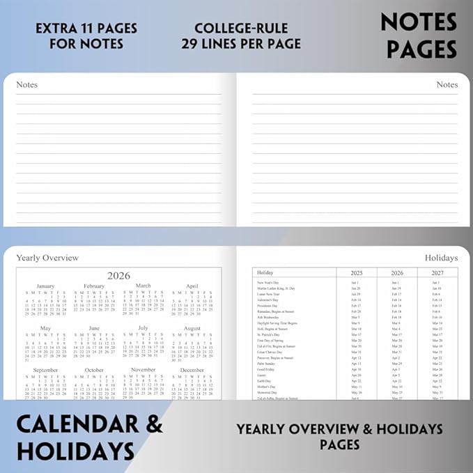 26-27 Academic Planner - Weekly and Monthly Planner, Jul 2026 - Jun 2027, Vegan Leather Cover, Elastic Closure, 7”x9.25”, Teal
