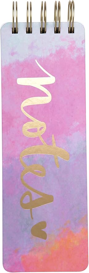 Eccolo Dayna Lee Spiral Memo List Pad, Sturdy Covers, 3x8.5", 300 Pages, Splashy Notes