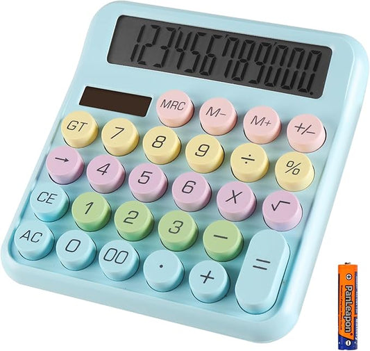 Large Computer Electronic Calculator Counter Solar & Battery Power 12 Digit Display Multi-Functional Big Button for Business Office School Calculating (HY-2208)