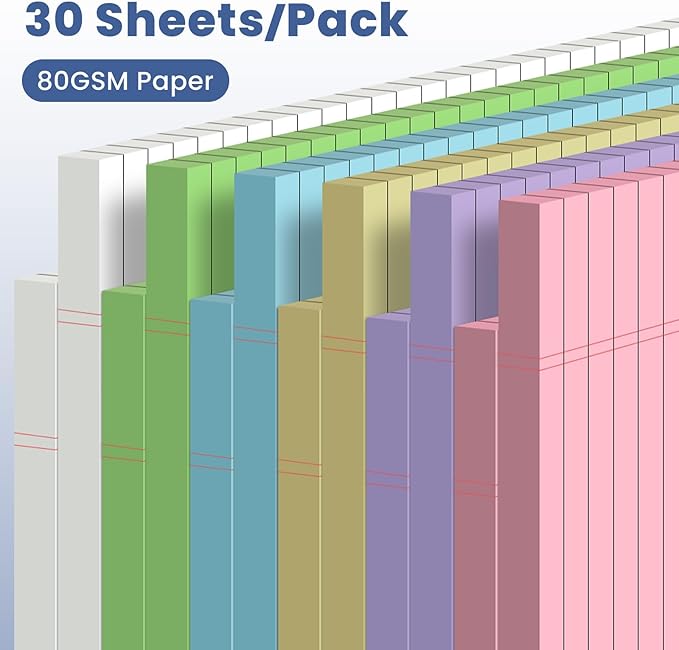 Ciphyfee 12 Pack Notepads 5x8, Small Legal Pads Narrow College Ruled, 30 Sheets/Pack, Perforated Notebook - Colored Note Pads for School, Note Taking, Teacher & Office Supplies, Writing Pads of Paper