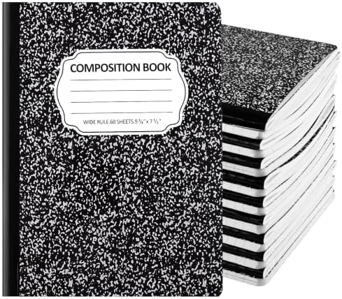 BESARME 24 Pcs Composition Notebook Bulk for School, Wide Ruled Notebooks