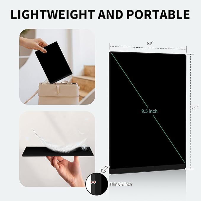 Reusable LCD Writing Tablet for Adult: 9.5 Inch Full Screen Digital Drawing Tablet Erasable Digital Notepad Business Office Students Home Gifts for Birthday