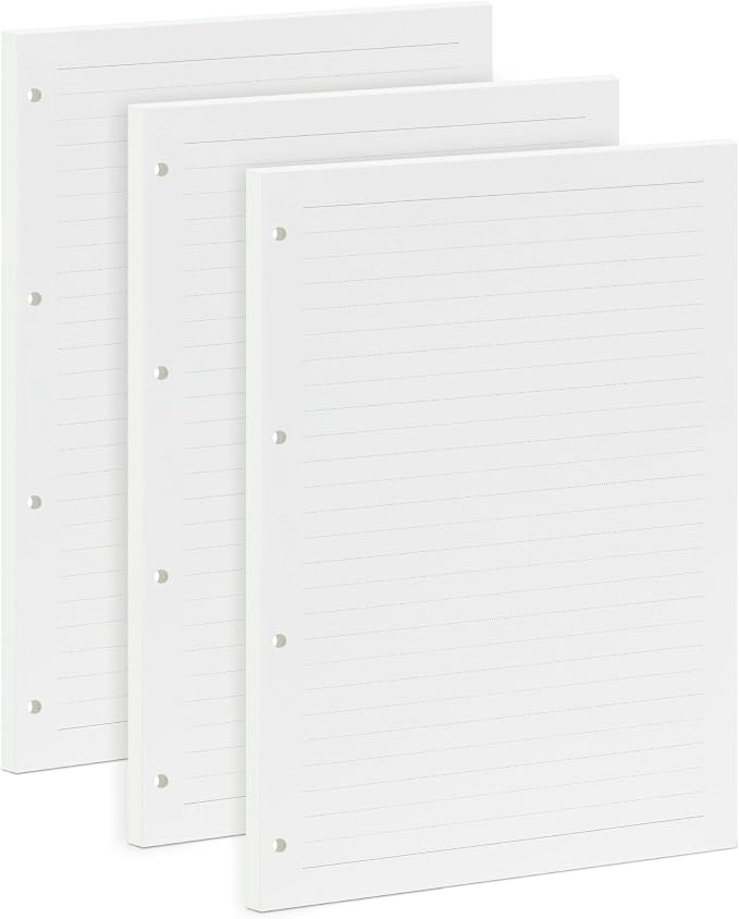 A4 Lined Loose Leaf Refill Paper, 10mm Ruled 4-Hole Punched, 135 Sheets