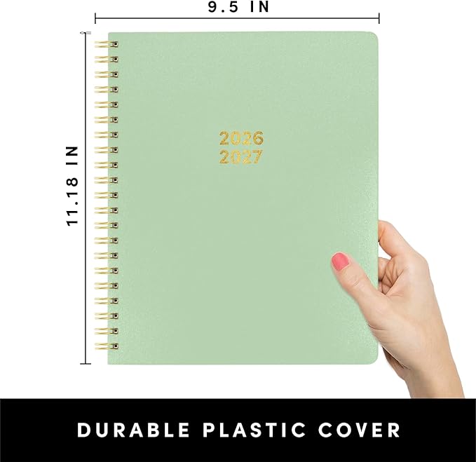 PAPERAGE Academic Planner, Weekly & Monthly Planner & Calendar, 12-Months, July 2026 - June 2027, (9.5" x 11"), School & Student Planning Agenda with Tabs, Bonus Pages & Inner Pocket, Sage Green