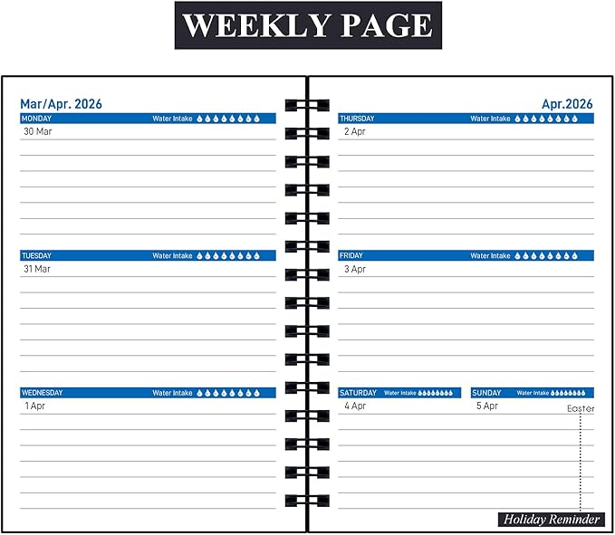Daily Planner 2025-2026, Weekly and Monthly Planner 2025-2026 Academic Year, July 2025-December 2026 Calender Planner, 8.2"×5.5", 18 Months (JUL.2025-DEC.2026 Black)